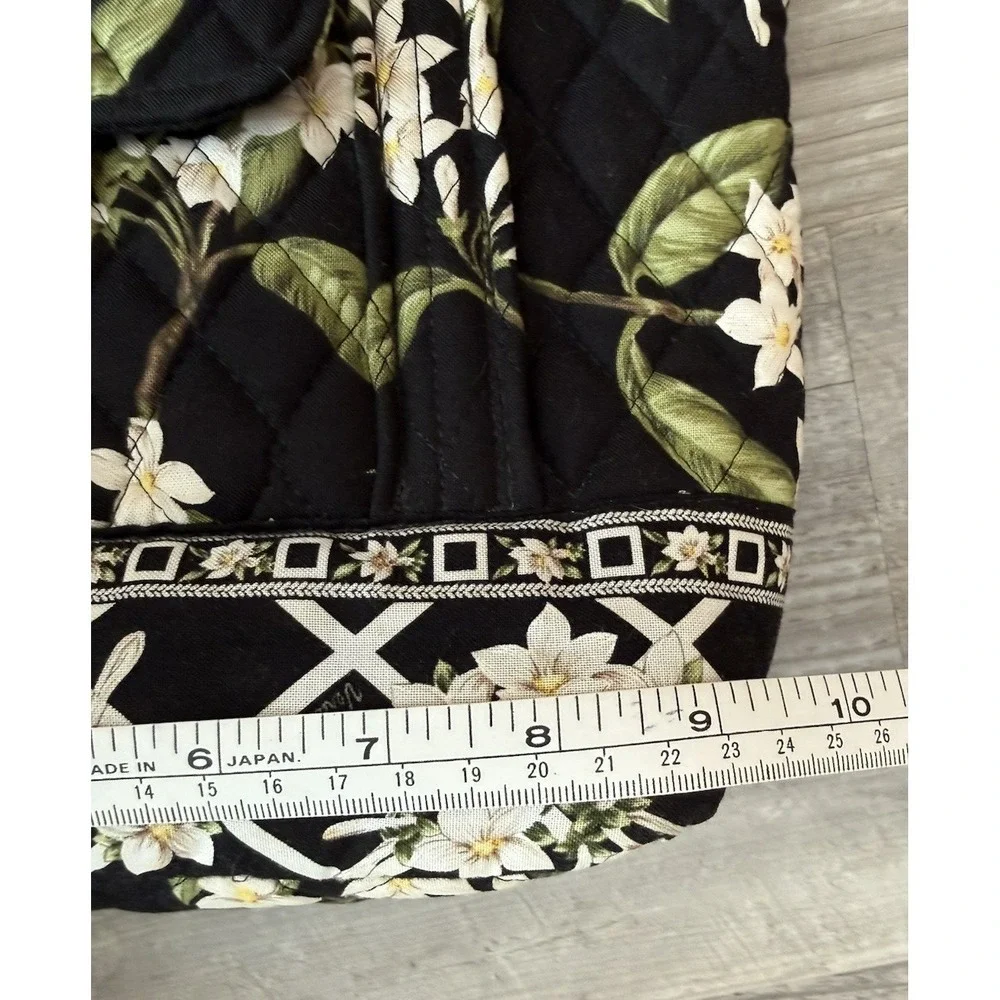 Retired Vera Bradley Black Jasmine Floral Quilted Medium Tote & Makeup Bag EUC